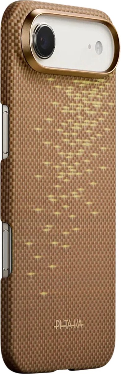 PITAKA Ultra-Slim Case - Hoesje Geschikt voor Apple iPhone Air - Compatibel met MagSafe - 600D Aramidevezel Back Cover - Ultra Dun - Golden Glint