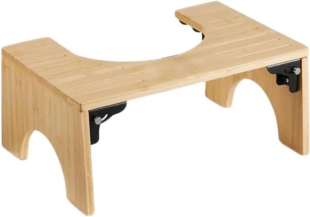 Opvouwbare Voetenbank - Toiletkrukje - Ontlasten Bevorderen - Milieuvriendelijk Bamboe - 43x18.5x28cm - Houtkleur