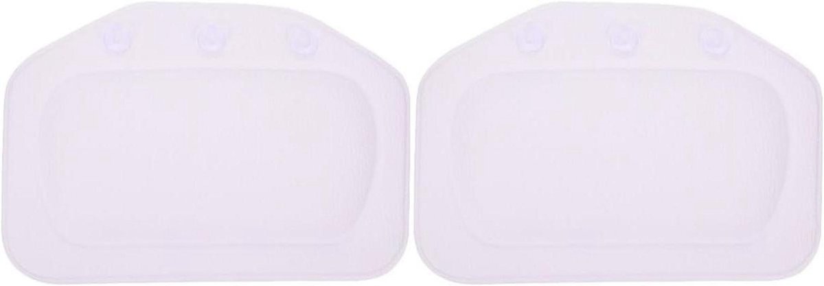 Badkussen Set - Spa Kussen - Ontspanning Thuis - Opblaasbaar met Zuignappen - 31x21x3 cm - Wit