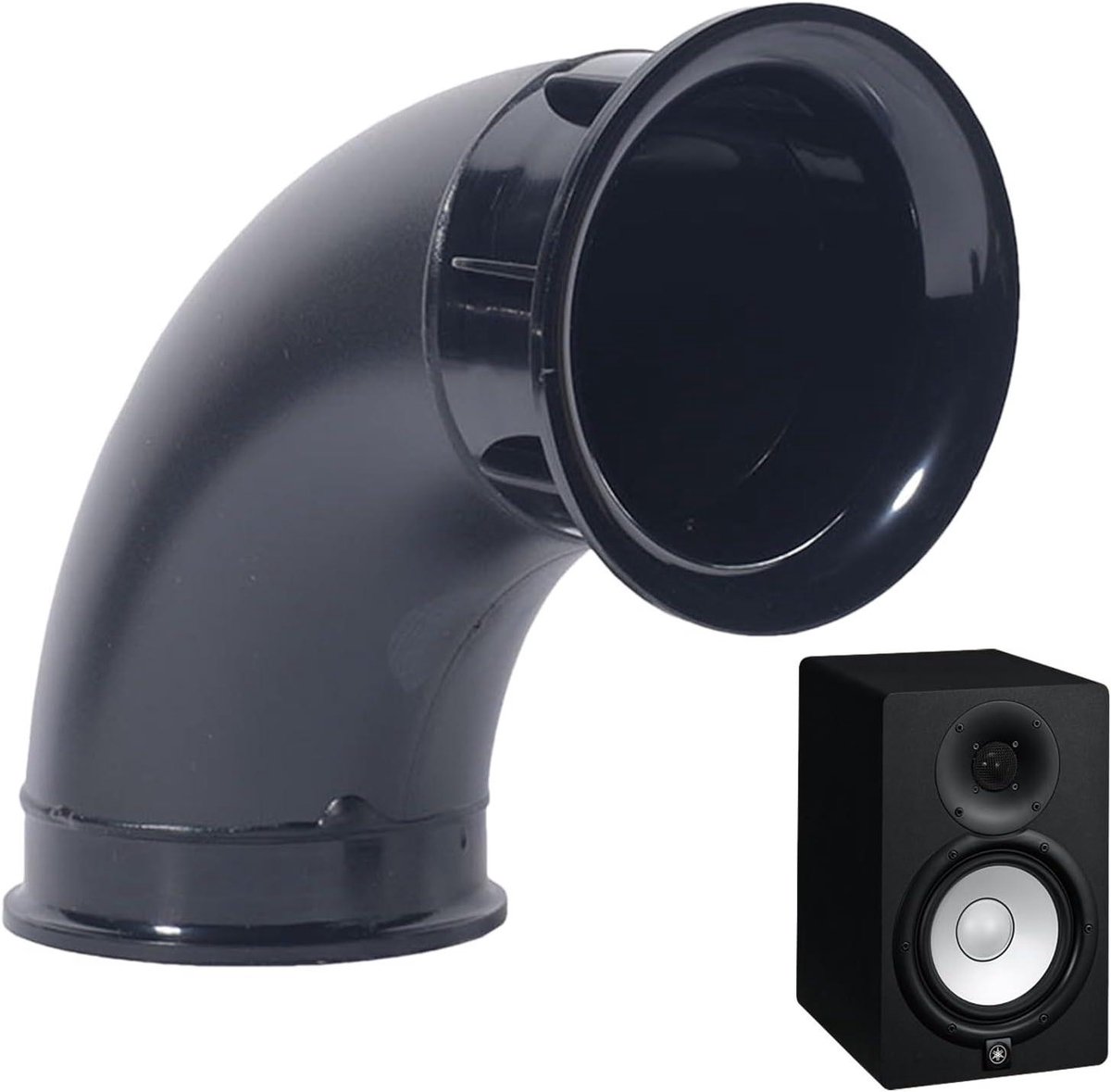 Luidspreker Poortbuis - Geluidsventilatie Buizen - Geluidskwaliteit Verbeteren - Gebogen Geluidsgeleider - Medium Grootte - Zwart