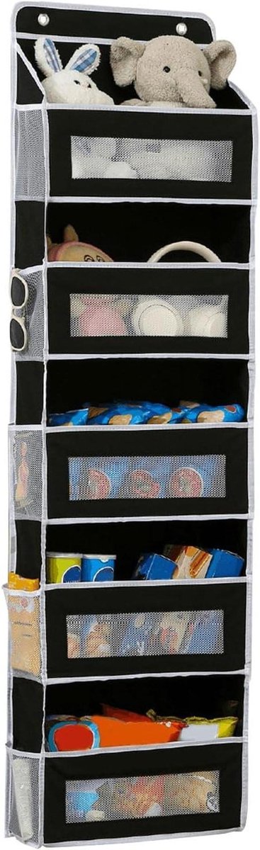 Opbergtas Deur - Wandplank Organizer - Kleding Opbergen - Grote Capaciteit - 146x40x17cm - Zwart