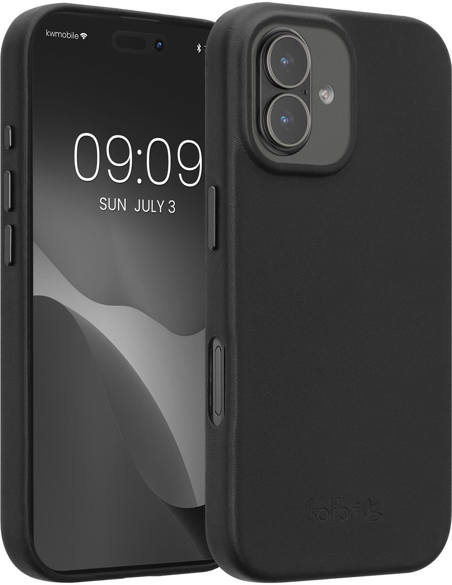 kalibri leren hoesje geschikt voor Apple iPhone 17 - hardcover beschermhoes - zwart