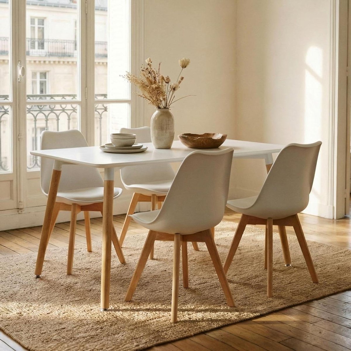Eetkamerset met stoelen - Eettafel set - Compact wonen - Scandinavisch design - 120x75 cm