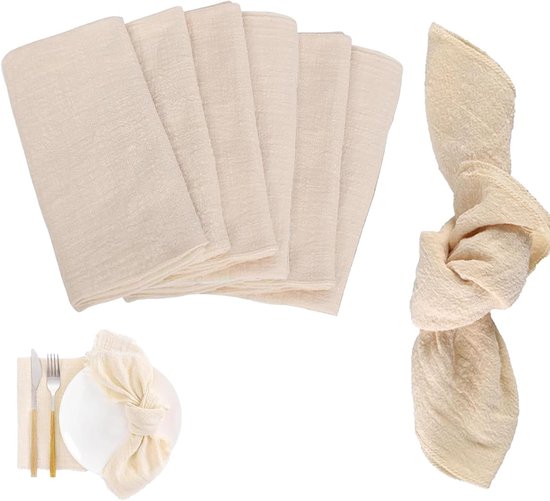 Katoenen Servetten - 6 stuks - Stoffen servetten - Horecalinnen Servetten - Wasbaar - Geschikt voor Thuis, Bruiloften, Feesten, Westerntafels en Decoraties - 42 x 42 cm - Beige