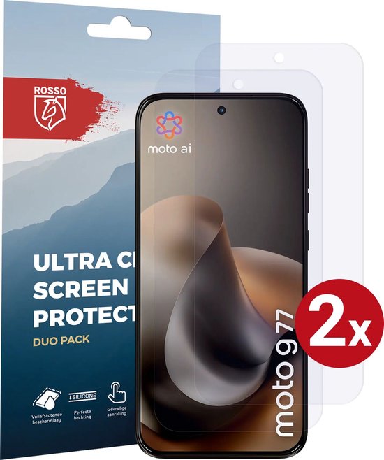 Rosso Screen Protector Geschikt voor Motorola Moto G77 | Ultra Clear Duo Pack | TPU Folie | Case Friendly Beschermfolie | 2 Stuks
