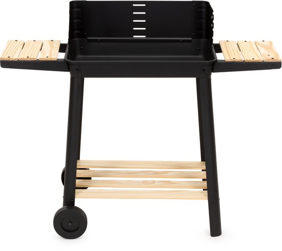 Springos Houtskool barbecue -Op Wielen - BBQ - Asopvangbak - Kunststof - RVS - Zwart - Houtlook - 5 Standen van springos — afbeelding 3