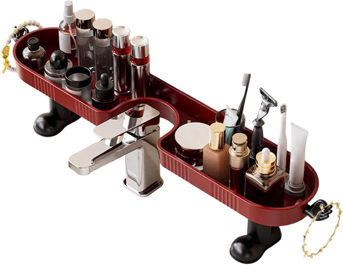 Kraanrek Keuken - Spoelbak Organizer - Ruimte Besparen - U-vormige Drainage - 50 x 120 mm - Rood