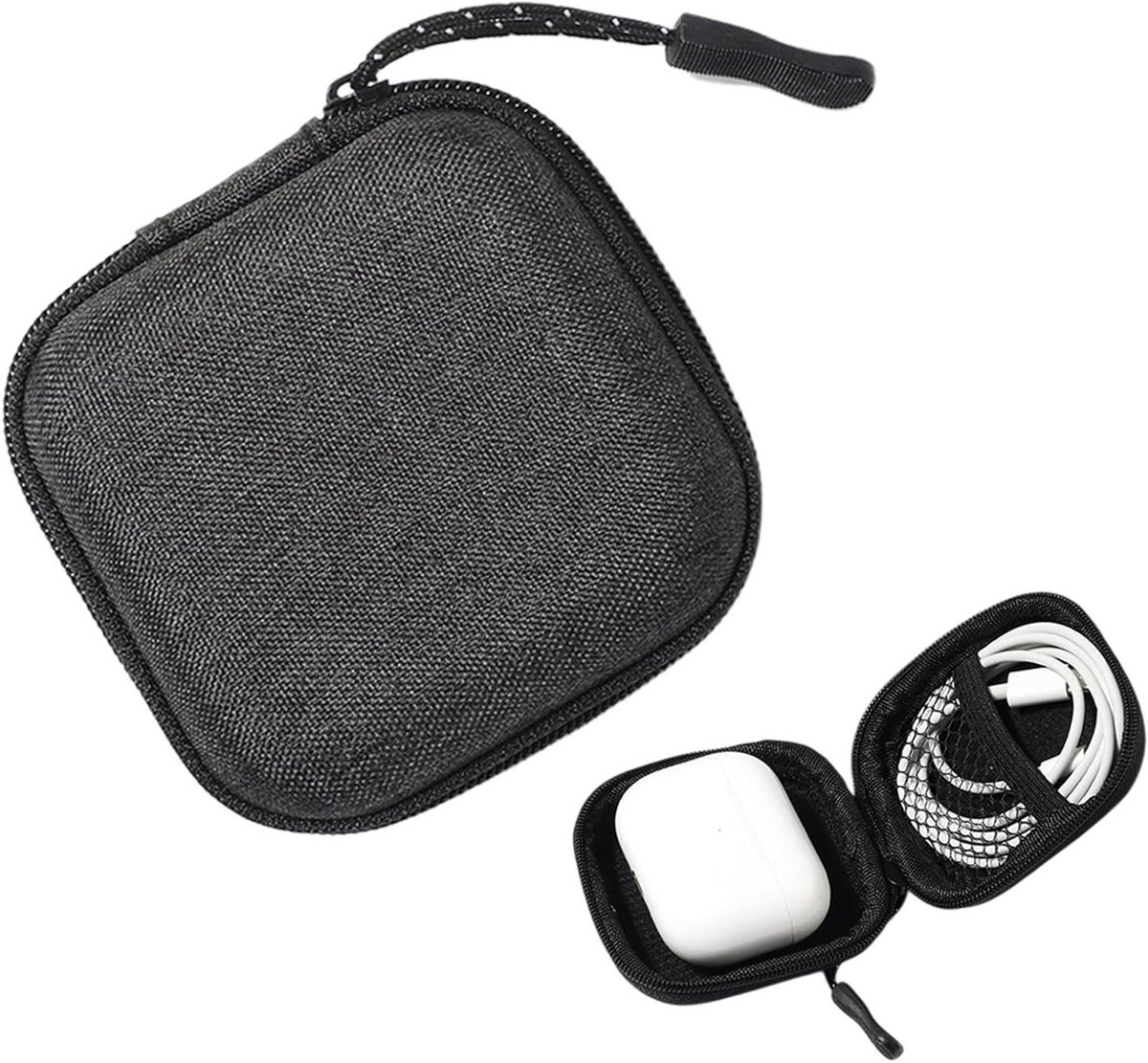 Hoofdtelefoon Tas - Opbergdoosje - Onderweg - Schokabsorberend EVA - 7.5 cm - Zwart