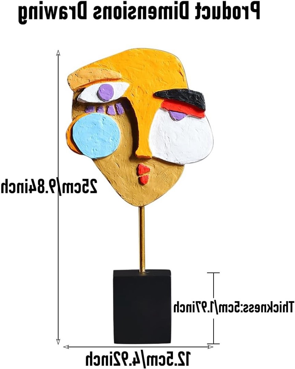 Abstracte Kunstsculptuur - Gezichtsbeeld Decoratie - Woonkamer Verfraaien - Handgesneden Uniek Design - 25 cm Hoog - Gekleurd