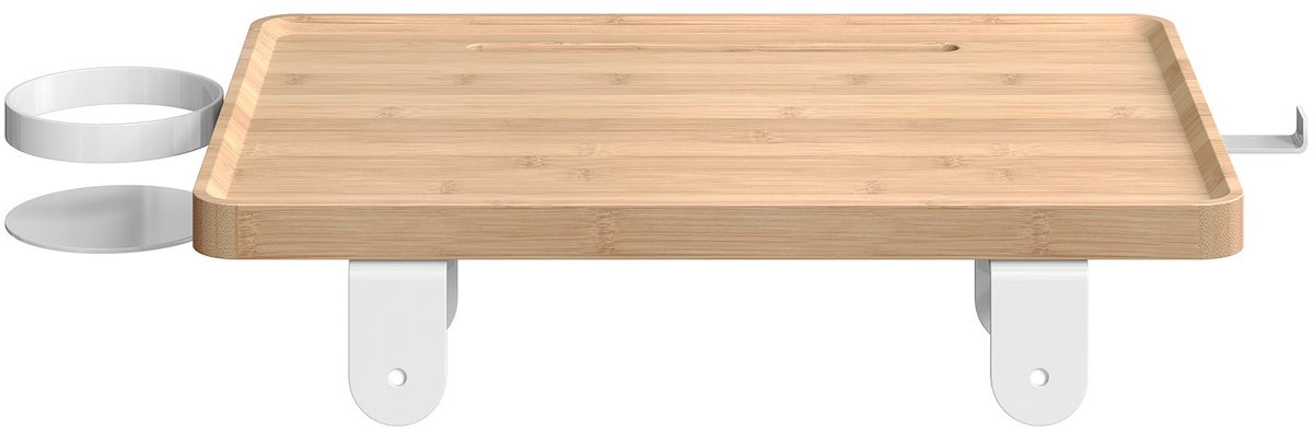Hangend nachtkastje - 37,8 x 27 x 7,9 cm - Bamboe - Verstelbare klemmen - Draaibare houder voor drankjes