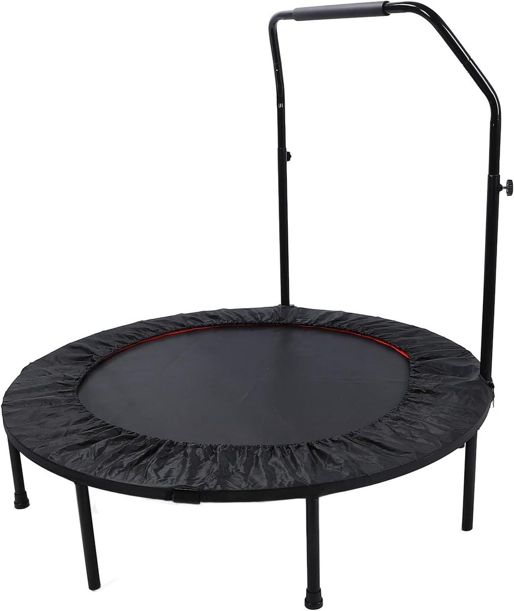 Indoor Trampoline - Fitness Springmat - Gezond Binnen Sporten - Met Stevig Handvat - 48 Inch - Zwart