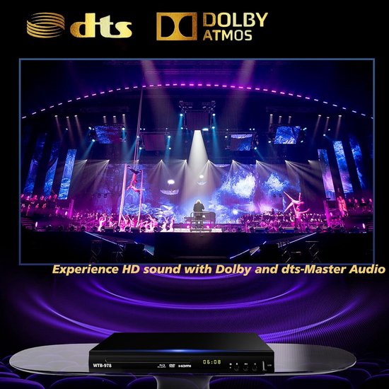 Blu-ray DVD Speler - Multimedia Afspeelapparaat - Film Muziek Kijken - Full HD 1080p - Regio B/2 - Zwart — afbeelding 5
