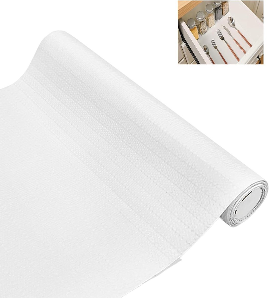 Keukenlade Mat 30 x 300 cm Antislip en Waterdicht PVC, Snijdbaar voor Lades, Planken en Koelkasten (Wit)