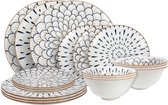 Ensemble de vaisselle Cookinglife Noria 18 pièces / 6 personnes - 6 assiettes à dîner, 6 assiettes à petit-déjeuner et 6 bols