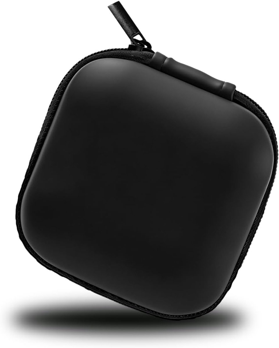 Opbergtasje voor koptelefoons (8 x 8 x 3,5 cm) — geschikt voor bedrade koptelefoons, AirPods, Bluetooth-koptelefoons, USB-sticks en kleine spullen