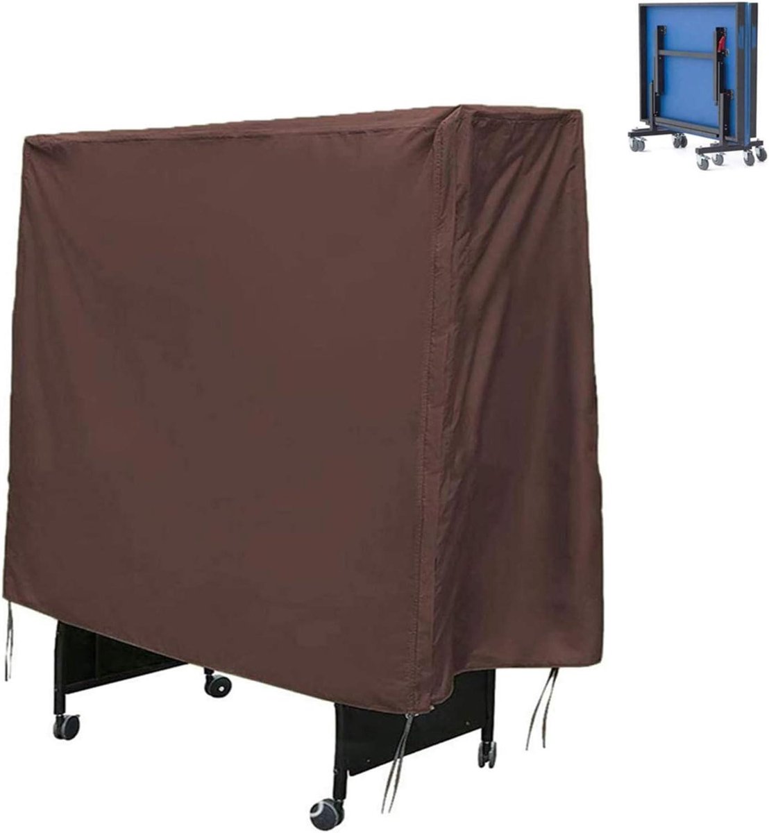 Tafeltennis Tafelhoes - Pingpong Beschermhoes - Buiten Beschermen - Waterdicht Dubbel Gestikt - 155 x 75 x 150 cm - Bruin