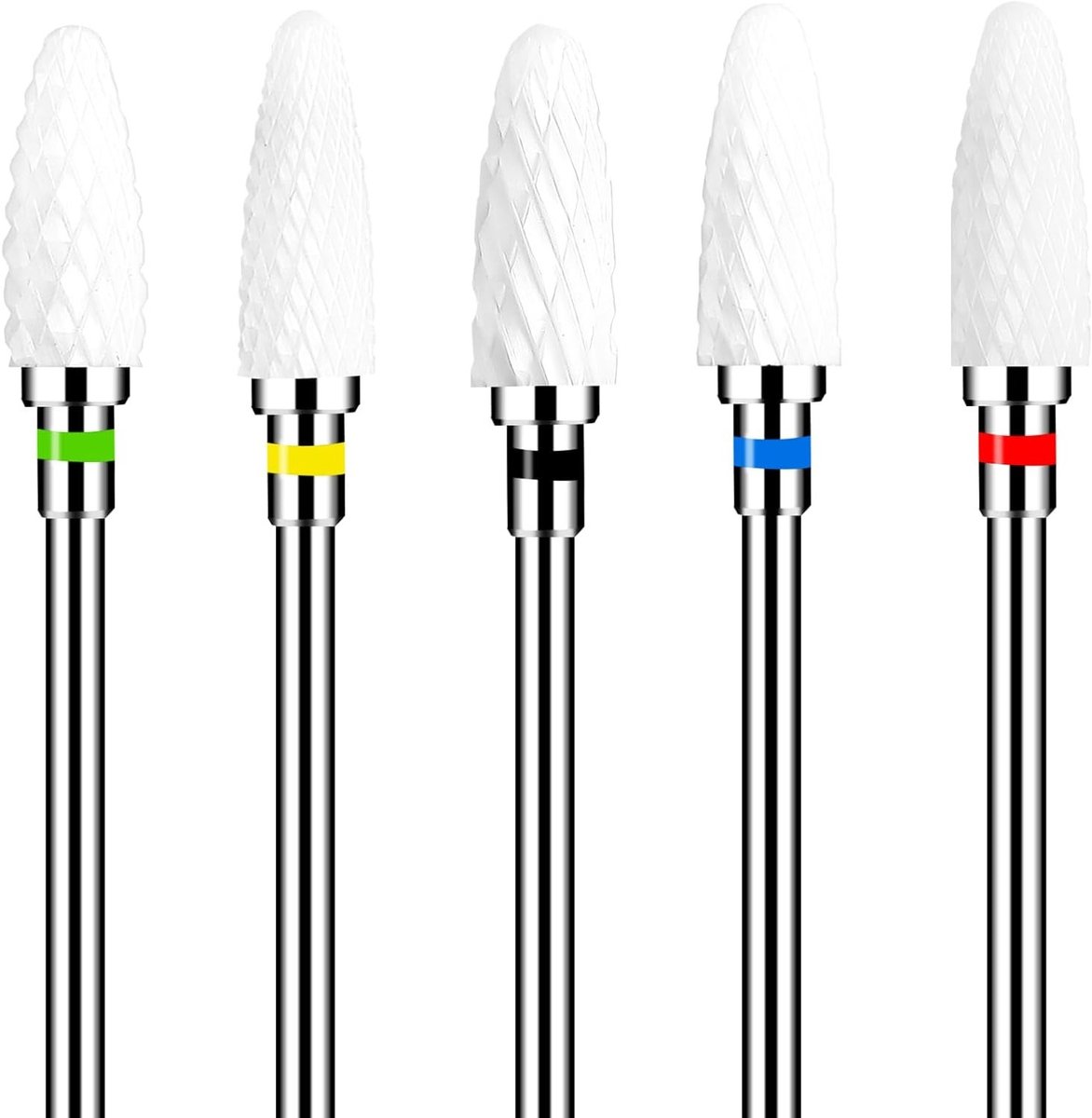 Professionele Set van 5 Keramische Nagelboor Bits voor Hard Gel en Acrylaat Verwijdering, Ideaal voor Manicure, Pedicure en Nagelverzorging