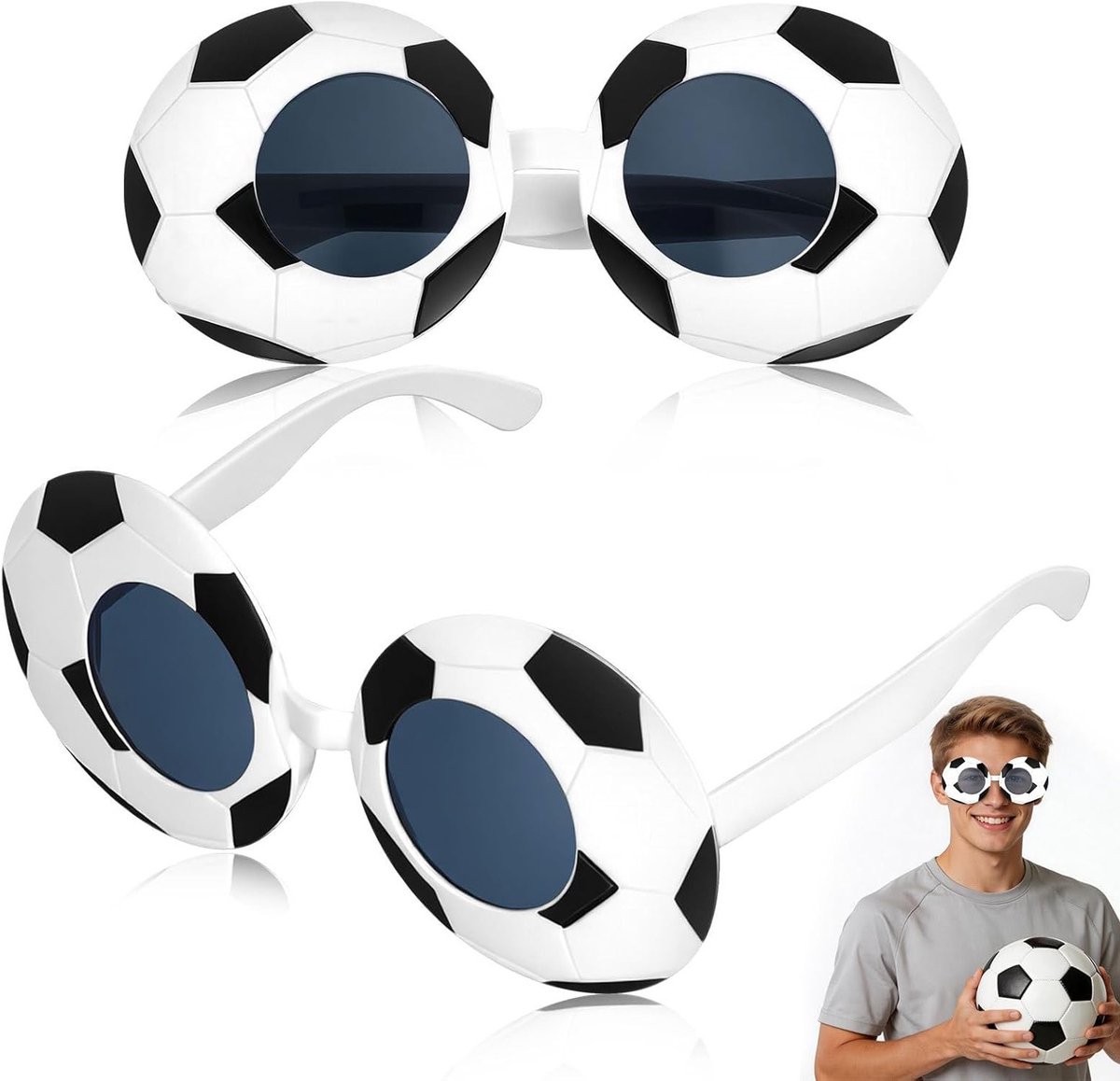 2 Stuks Voetbalfeestbrillen - Originele Feestaccessoires voor Voetbalfeesten, Draagbare Brillen als Foto-rekwisiet en Gastgeschenk voor Sportliefhebbers
