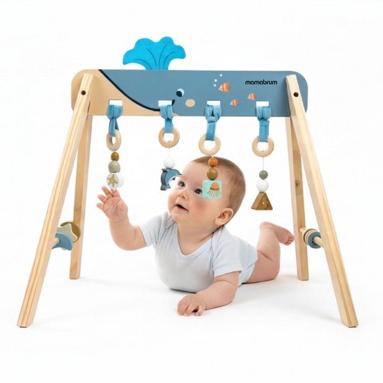 Mamabrum Houten Baby Gym Montessori - Oceaan Thema - Sensorische Speelboog voor Baby’s van Mamabrum — afbeelding 4
