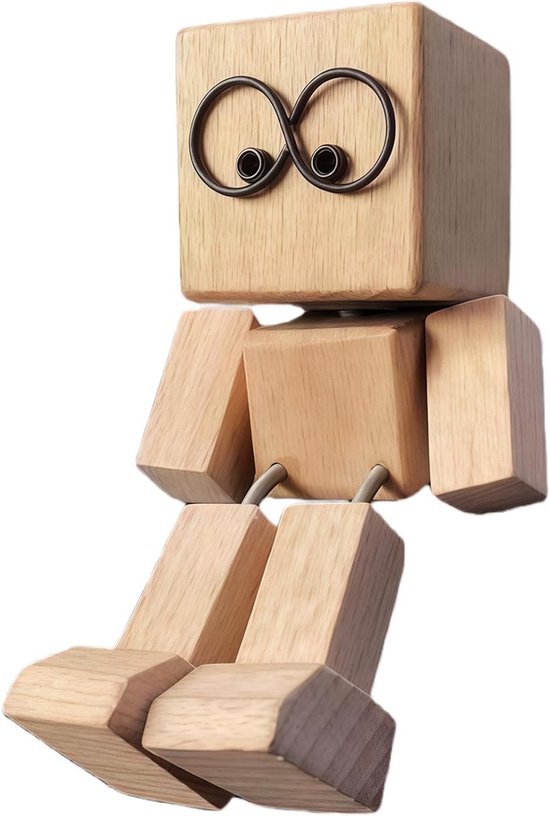 Schudden houten manbeeldje voor auto-dashboard, handgemaakt ornament voor reizen, woondecoratie en werkverkeer