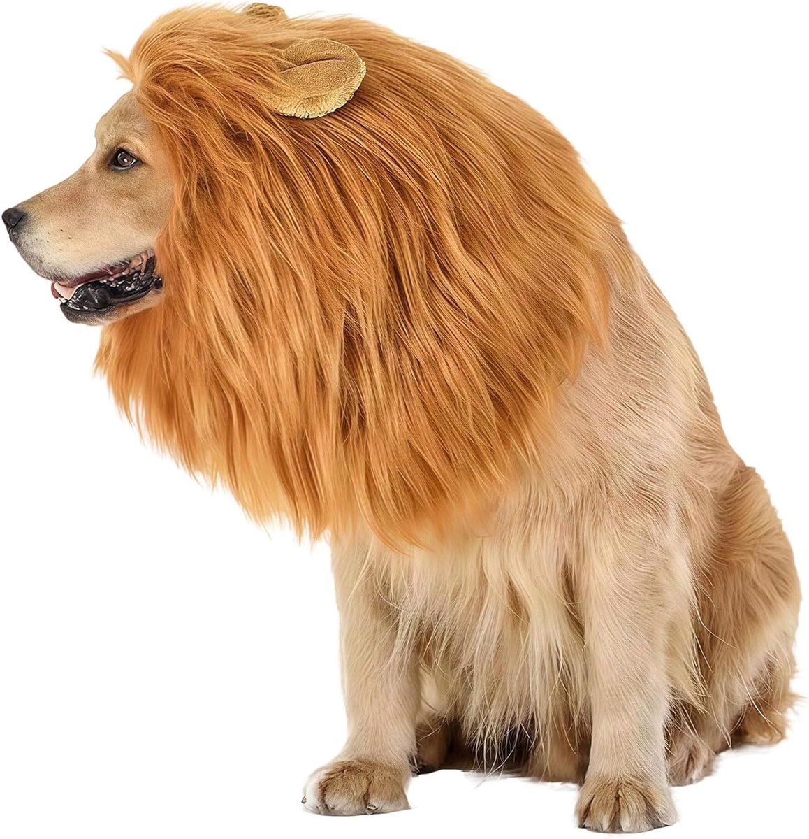 Luxe Leeuwenkap voor Honden en Katten, Verstelbaar Kostuum met Oren voor Dieren (Bruin)