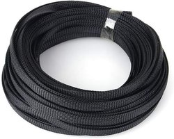 Zwarte 10mm Uitbreidbare Gevlochten Kabelsleeve van Hoogwaardige PET, 10 Meter Lang, Voor Kabelbeheer en Bescherming