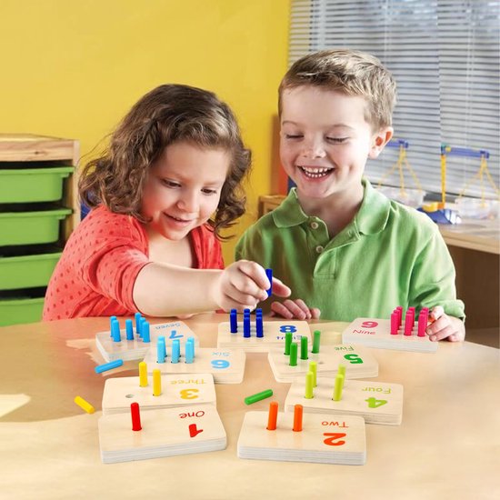 Houten telplank voor kinderen - Montessori reken speelgoed voor peuters - Cijfer herkenning en tellen - Wiskunde manipulatie - Educatief materiaal voor 3 4 5 6 7 jaar van Houten — afbeelding 5