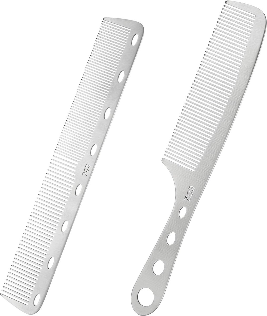Dailygoods - 2 Stuks Professionele Metalen Kapperskammen