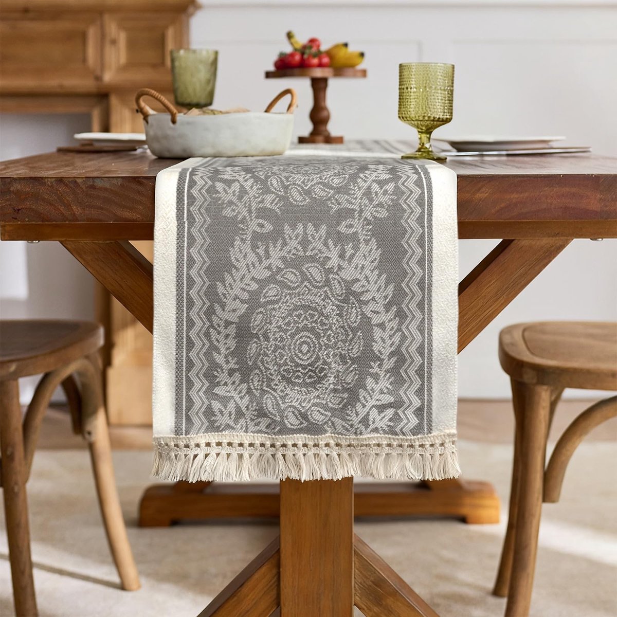 Dailygoods - Macramé Tafelloper met Kwastjes 35 x 120 cm