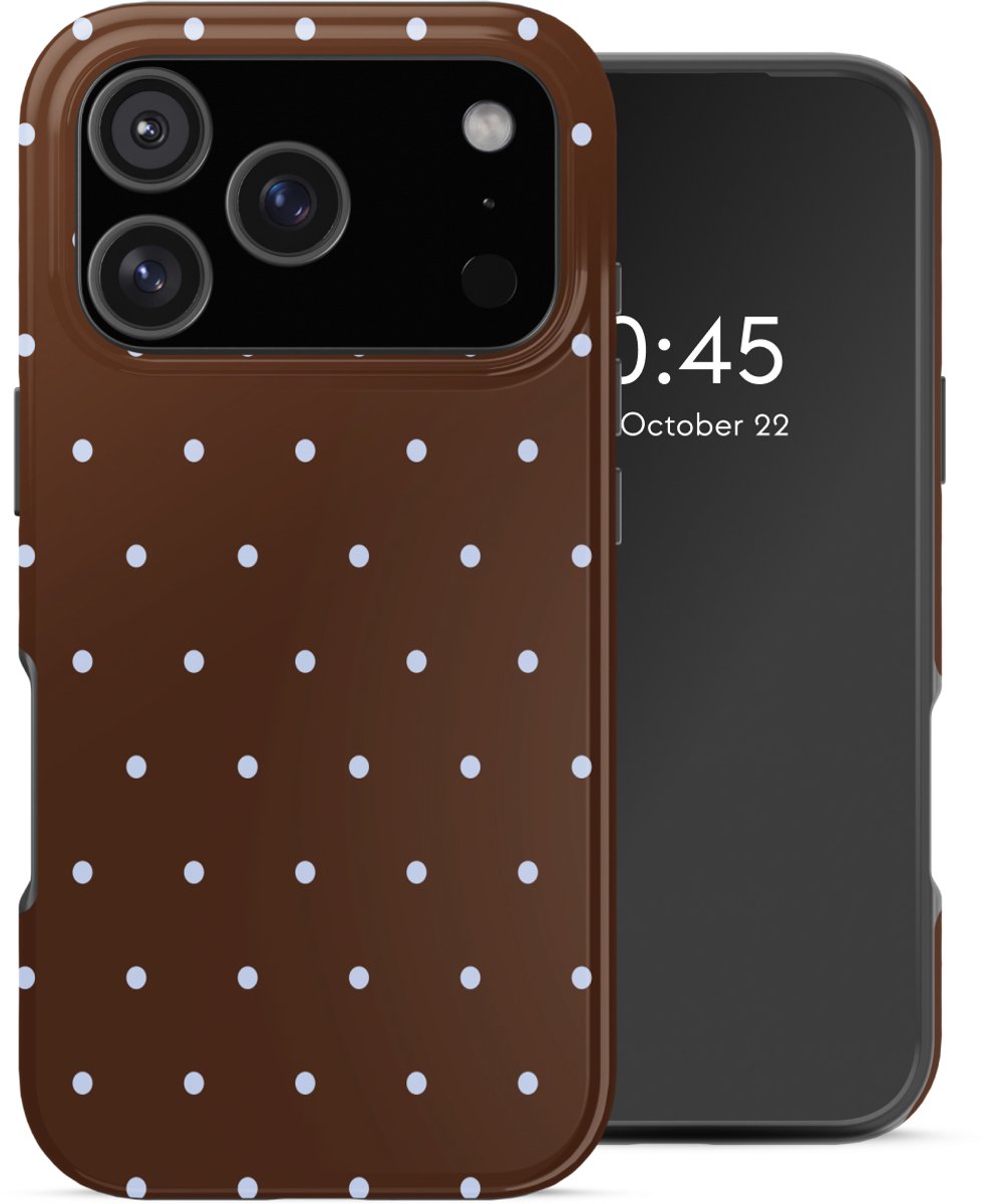 Selencia Hoesje - Geschikt voor Apple iPhone 17 Pro - Backcover - Happy Dots Chocolate