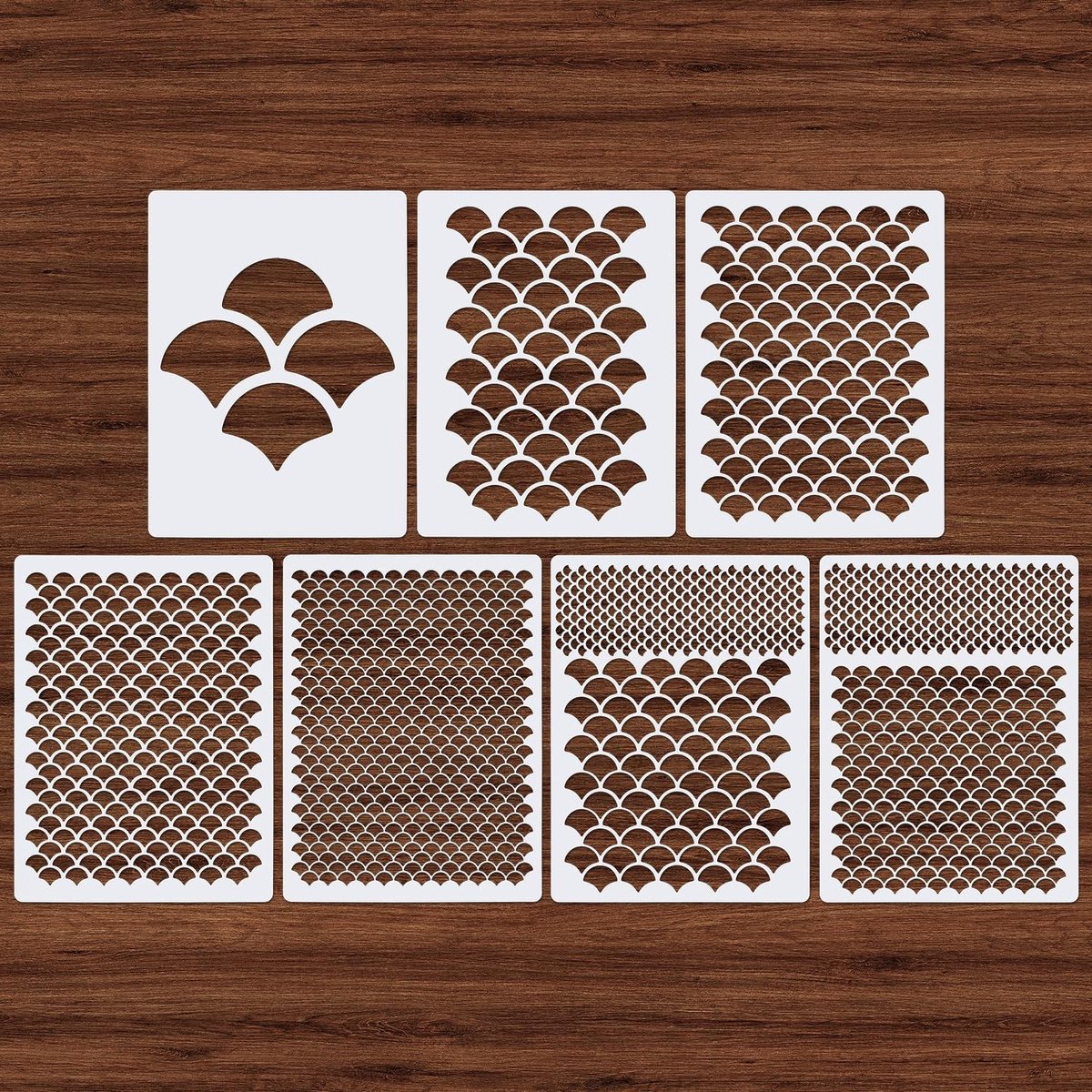 Dailygoods - Set van 7 Herbruikbare Visschubbensjablonen voor Make-Up