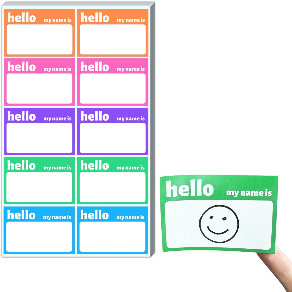 Dailygoods - Dailygoody - Naamstickers - Zelfklevende Etiketten - 5 Kleuren - 75 x 50 mm - Perfect voor School of Thuis - Levendige Kleuren