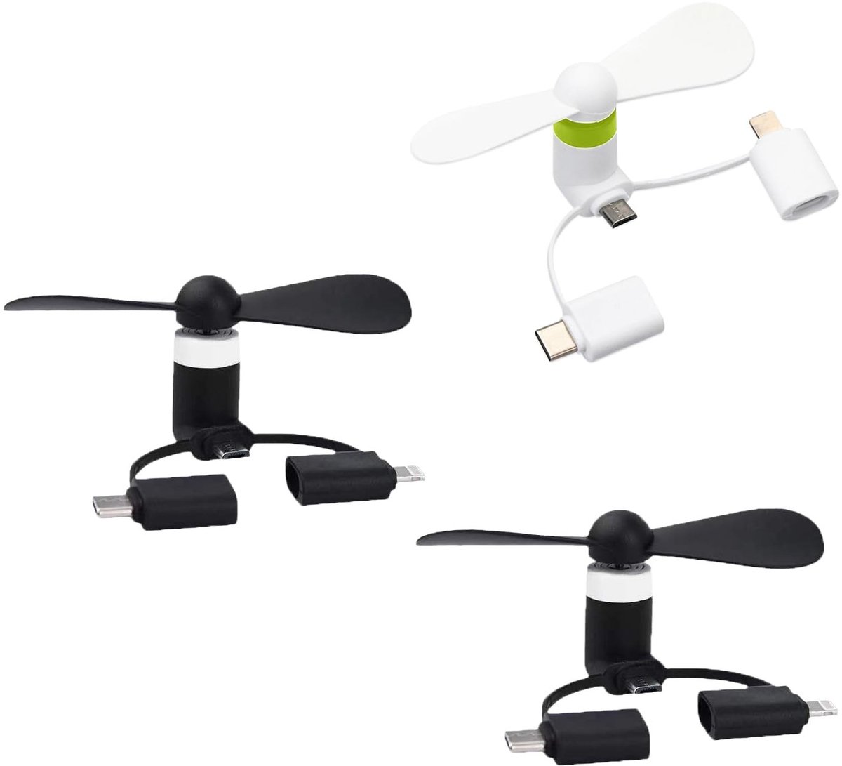 Dailygoods - 3-in-1 Mini-Telefoonventilator voor Smartphone en Tablet