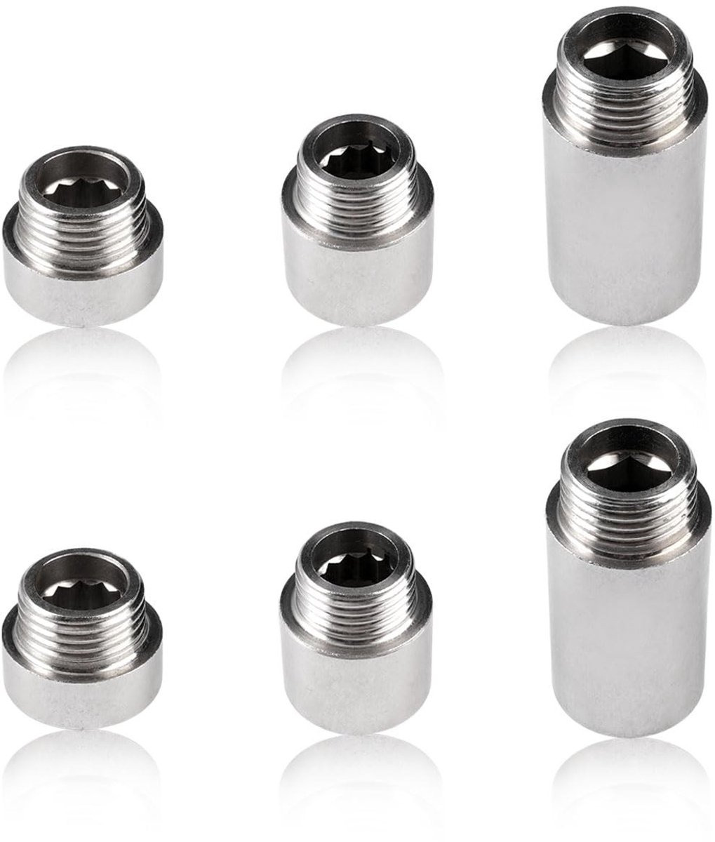 Dailygoods - Cosensi - Dailygoody - Tap Extension - Douchekopverlenging - 1/2 Inch - Verstelbare Fitting - Ideaal voor Douche-installatie - 6 Stuks