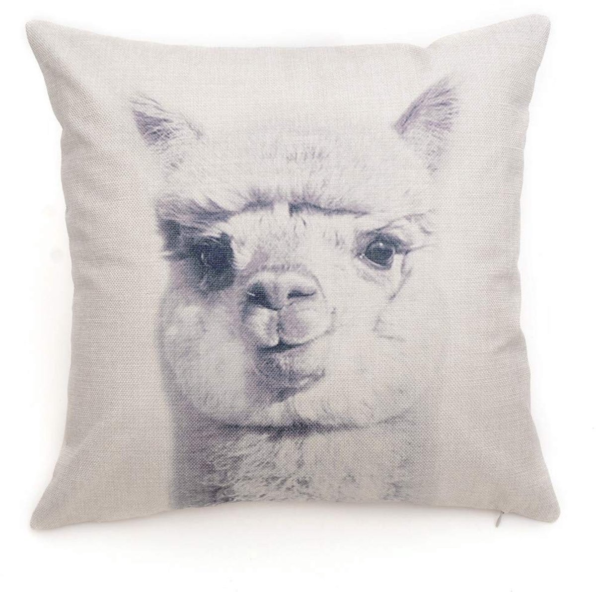 Dailygoods - Dailygoody - Katoen Linnen Kussensloop - Dieren Patroon - Decoratie voor Thuis - Alpaca - Kussenhoes - Geschikt voor Bank en Auto