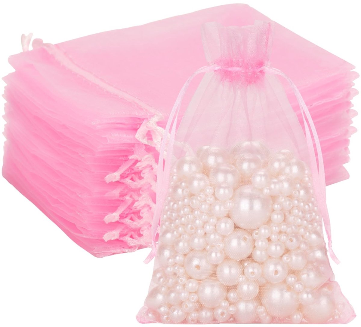 Dailygoods - Dailygoody - Organza zakjes - Bruiloft - Groot formaat - Roze - Snoepzakje - Sieradenzakje - Cadeauzakje