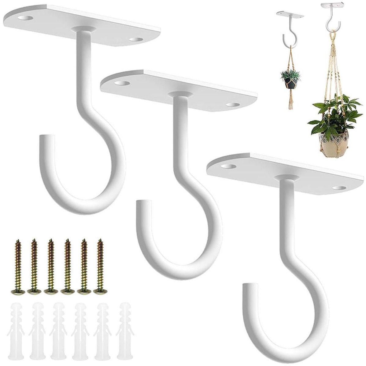 Dailygoods - Dailygoody - Wandhaak voor Planten - Sterke IJzeren Ceiling Hooks - Voor Binnen en Buiten - Plantensteun en Decoratie - Geschikt voor Tuin en Bal