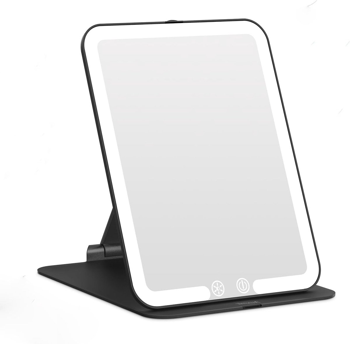 Oplaadbare Make-up Spiegel met Verlichting, Draagbare Vouwbare Reismirror met 3 Lichtkleuren, Ultra Dunne Tafel Spiegel voor Thuis en Reizen, Zwart