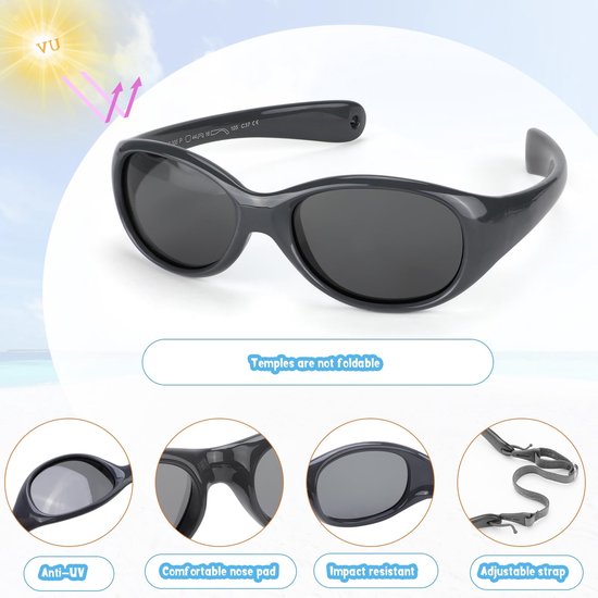 Dailygoods - Dailygoody - Zonnebril voor baby's - UV-bescherming - Gepolariseerd - 6 maanden tot 2 jaar - Kinderen - Niet opvouwbaar van Dailygoods — afbeelding 4
