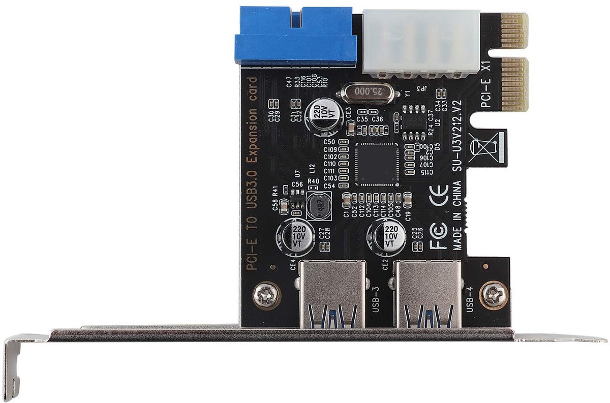 Dailygoods - Dailygoody - PCI E naar USB 3.0 uitbreidingskaart - USB uitbreidingskaartadapter - 5 Gbps Super Speed - Geschikt voor PC - 19PIN interface - Ideaal vo