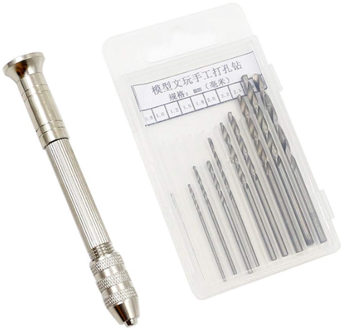 Dailygoody - Hand Spiraalboorbits Set - Precisieboorgereedschap - Mini Handboormachine - Zilver - Boorbits 0,5-3,0 mm - Geschikt voor Hout en Kunststof
