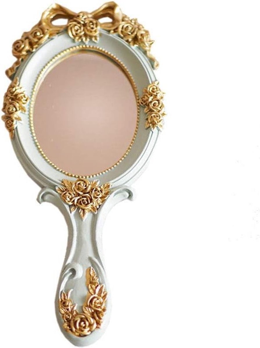 Stijlvolle Vintage Handspiegel voor Make-up, Compact Reismirror als Cadeau voor Moeder, Vrouw of Vriendin (Groen)