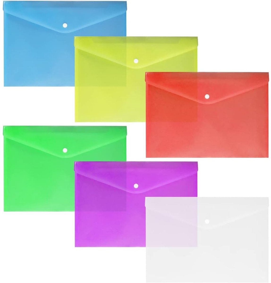 Dailygoods - Dailygoody - Transparante Documentenmappen - Documenten Organiseren - A5 Formaat - Meer kleuren - Drukknop Sluiting - Geschikt voor Archiveren