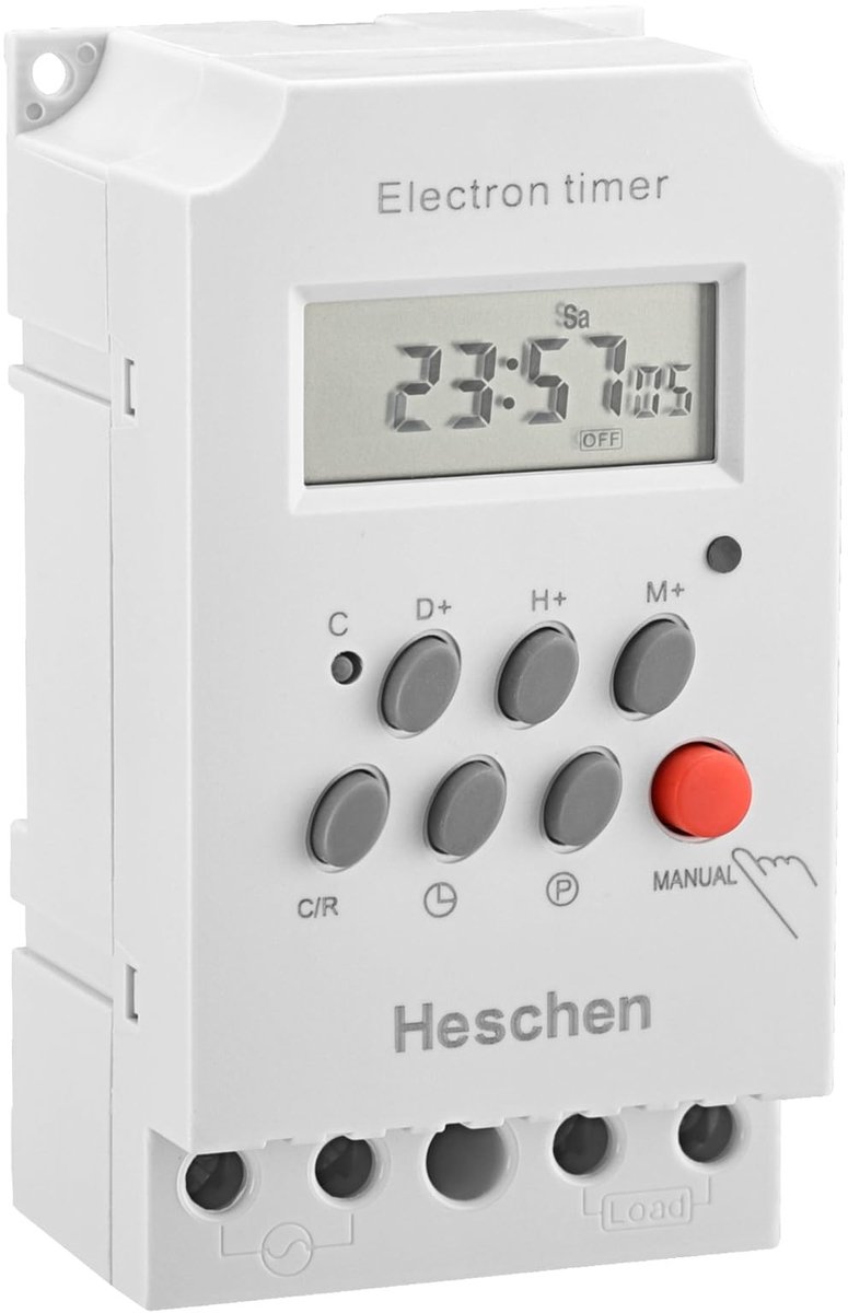 Dailygoods - Dailygoody - Digitale Weekprogrammeerbare Timer - Elektronische Timer 25 A - LCD-Display - Wit - Voor Thuisgebruik - 18 Instellingen
