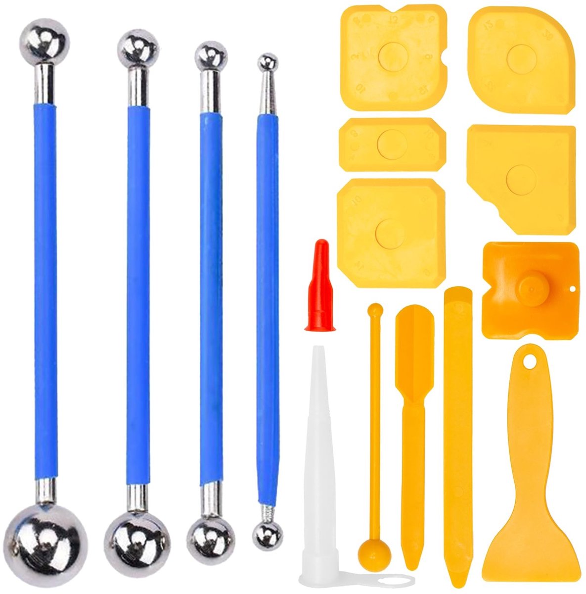 Dailygoods - Dailygoody - Voegengladmakers Set - Siliconen en Metalen Gereedschap - Ideaal voor Badkamer - 16 Stuks - Schrapers en Glazers - Perfect voor Afdichten