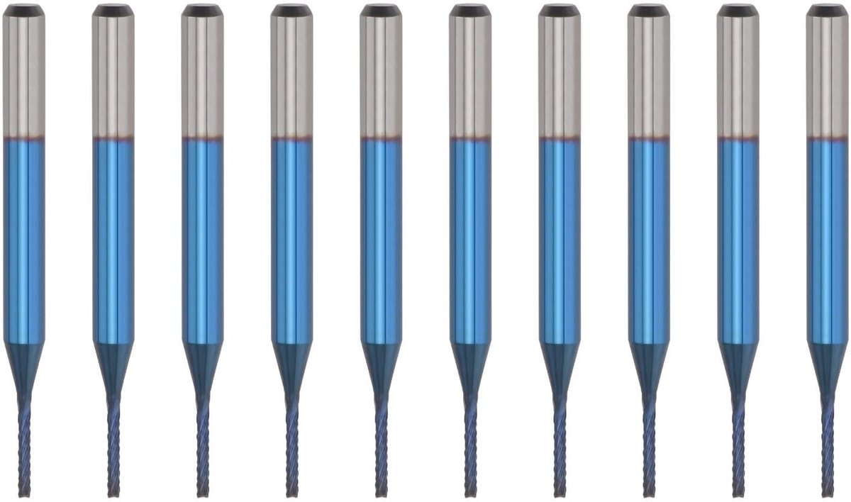 Dailygoods - Dailygoody - Frees - Wolfraamcarbide - Precisie snijden - Blauw - Router Bit - Geschikt voor graveren - 10 stuks