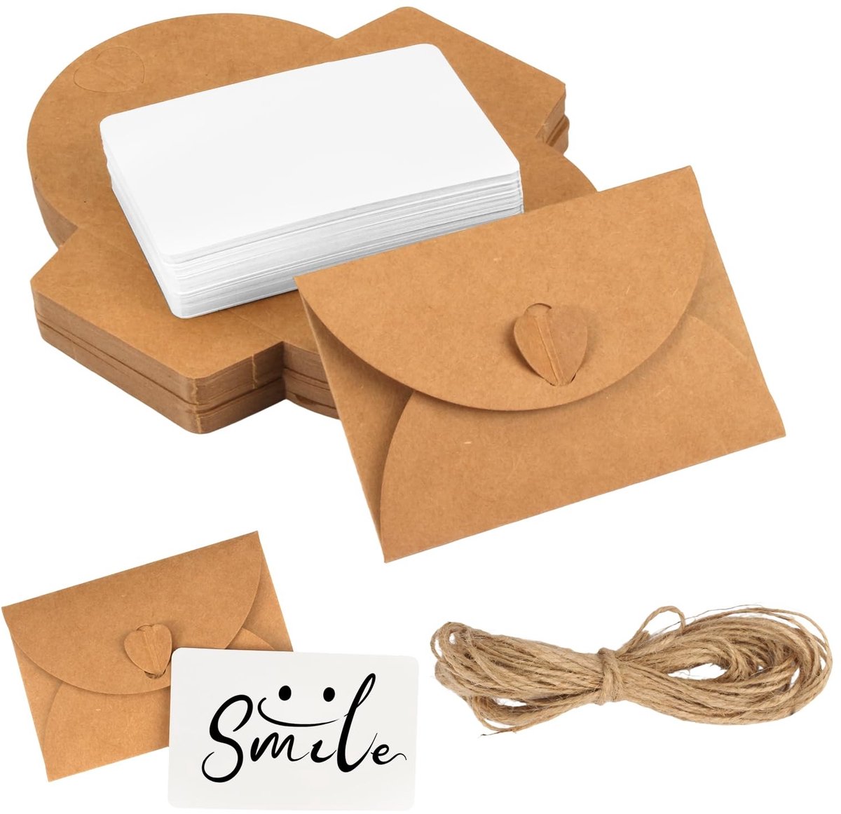 Dailygoods - Set van 50 Mini-Enveloppen met Hartsluiting