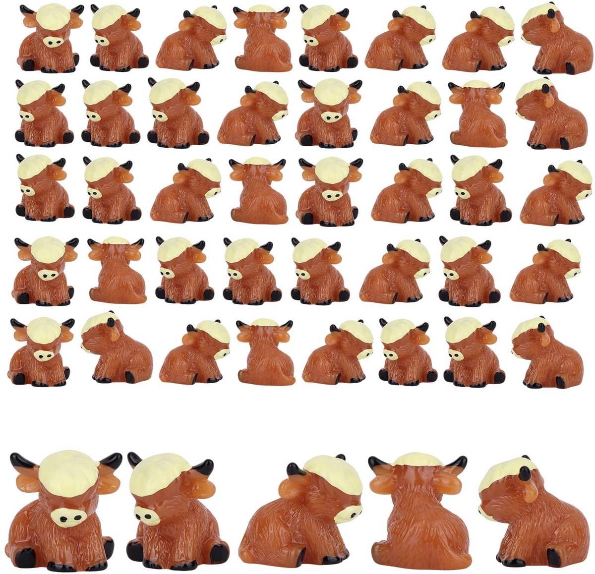 Dailygoody - Mini-Hooglandkoe-Beeldjes - Decoratie - Hars - Bruin - Miniatuur Beelden - Voor Huis en Tuin