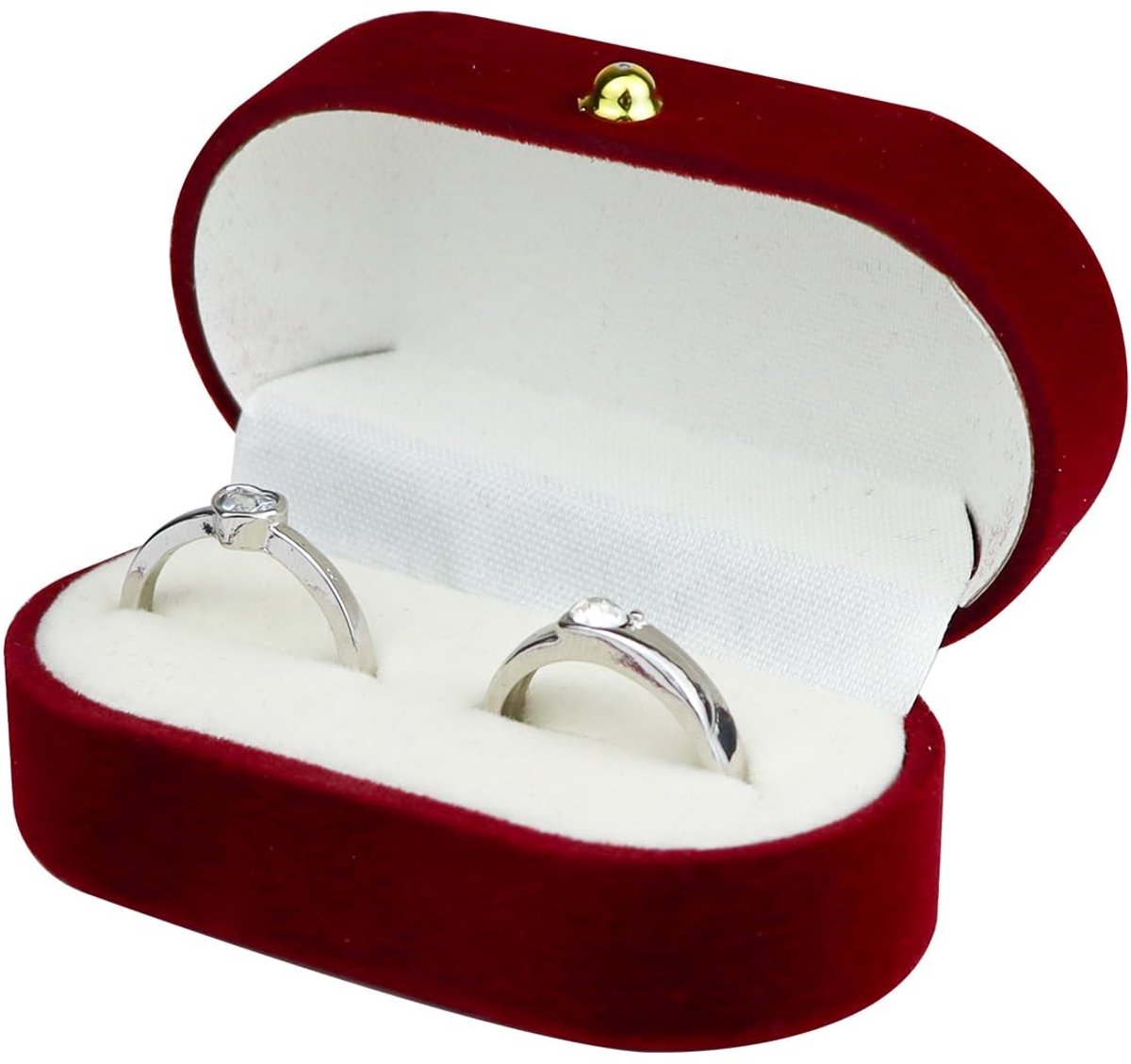Dailygoods - Dailygoody - Ringenbox - Luxe Ringdoos - Velours - Rode Ringbox - Sieradendoos - Geschikt voor Huwelijk en Verloving - Compact Model