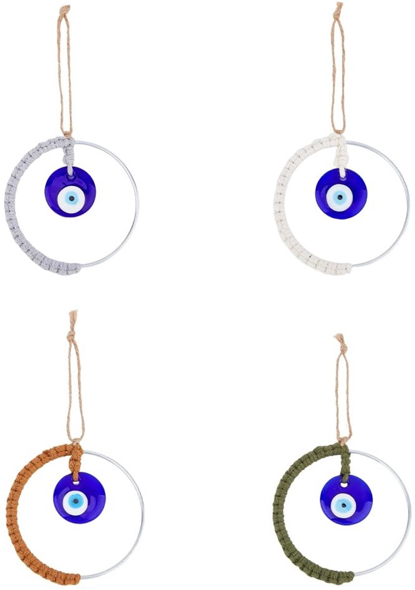 Dailygoods - Dailygoody - Boze Oog Wanddecoratie - Geluksbrenger - Blauwe Hangende Ornamenten - Decoratie voor Auto en Huis - Turkse Glas Kralen - Perfect voor Raa...